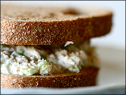 Tuna sandwich on whole wheat.